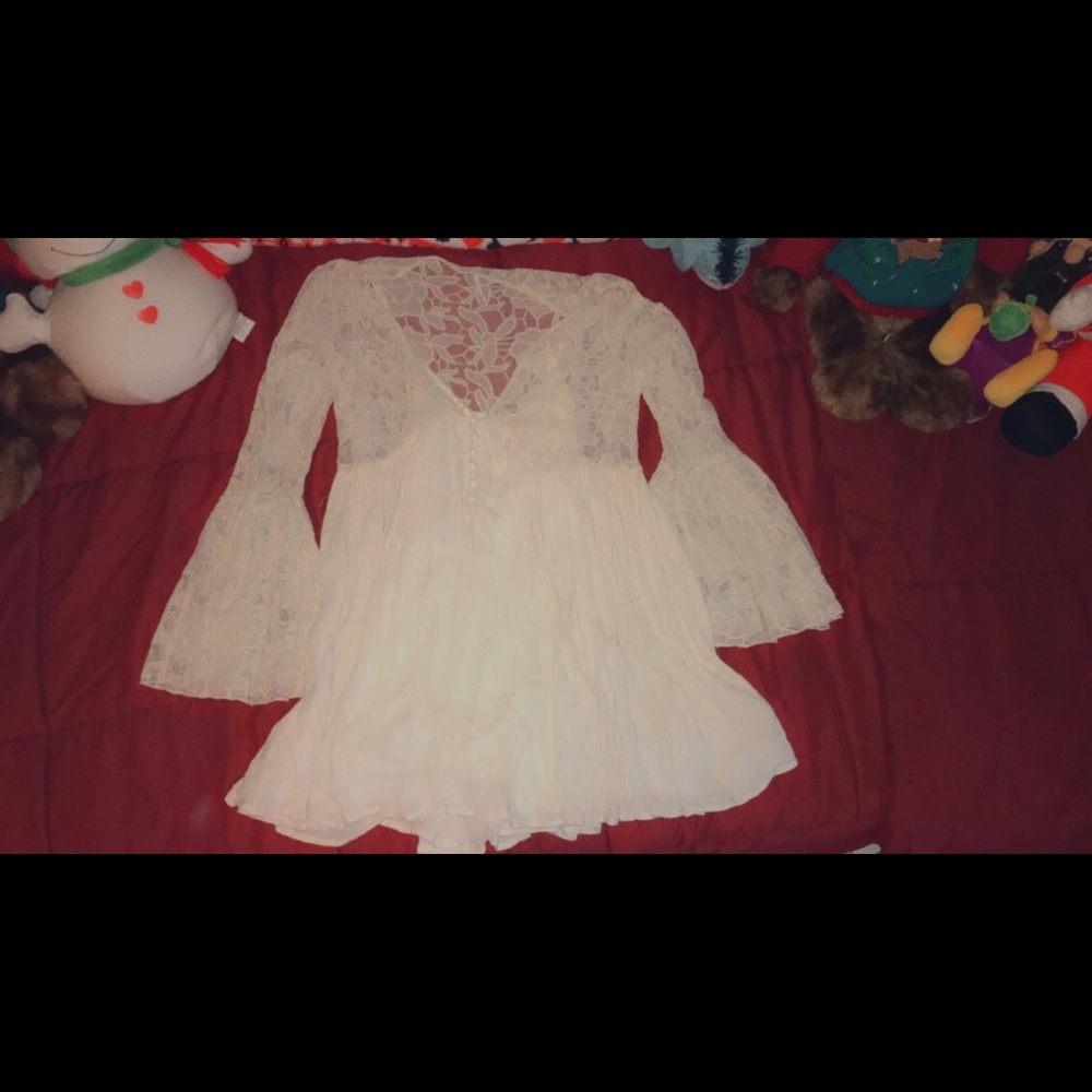 Lacy cream mini dress